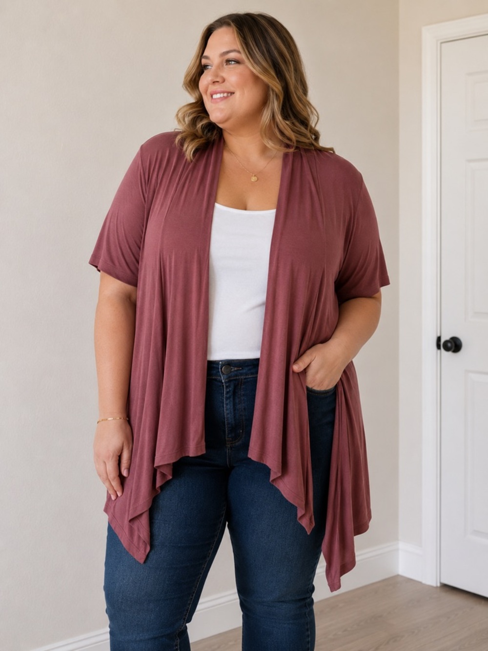 Maurices Mauve Short Sleeve Cardigan Women’s Plus Size 0X